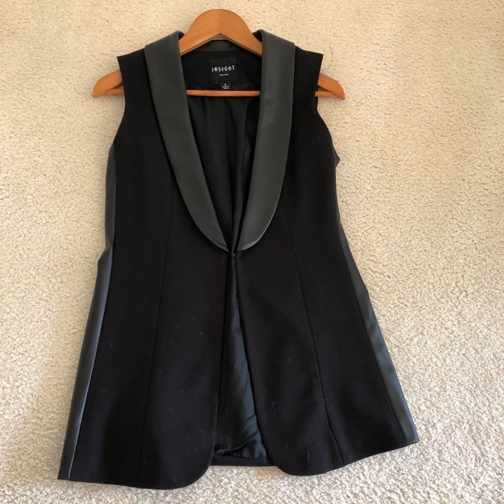 Black Leather Lapel and Jersey Vest